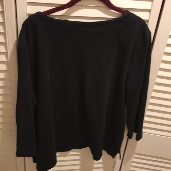 Alfred Dunner embroidered black long-sleeve top - Picture 3 of 6